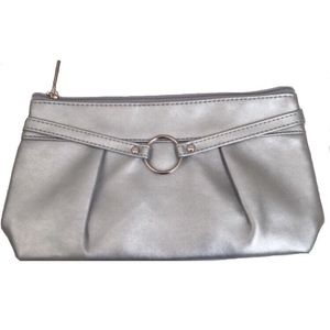 NEW Silver Cosmetic Clutch Makeup Travel Bag Pouch